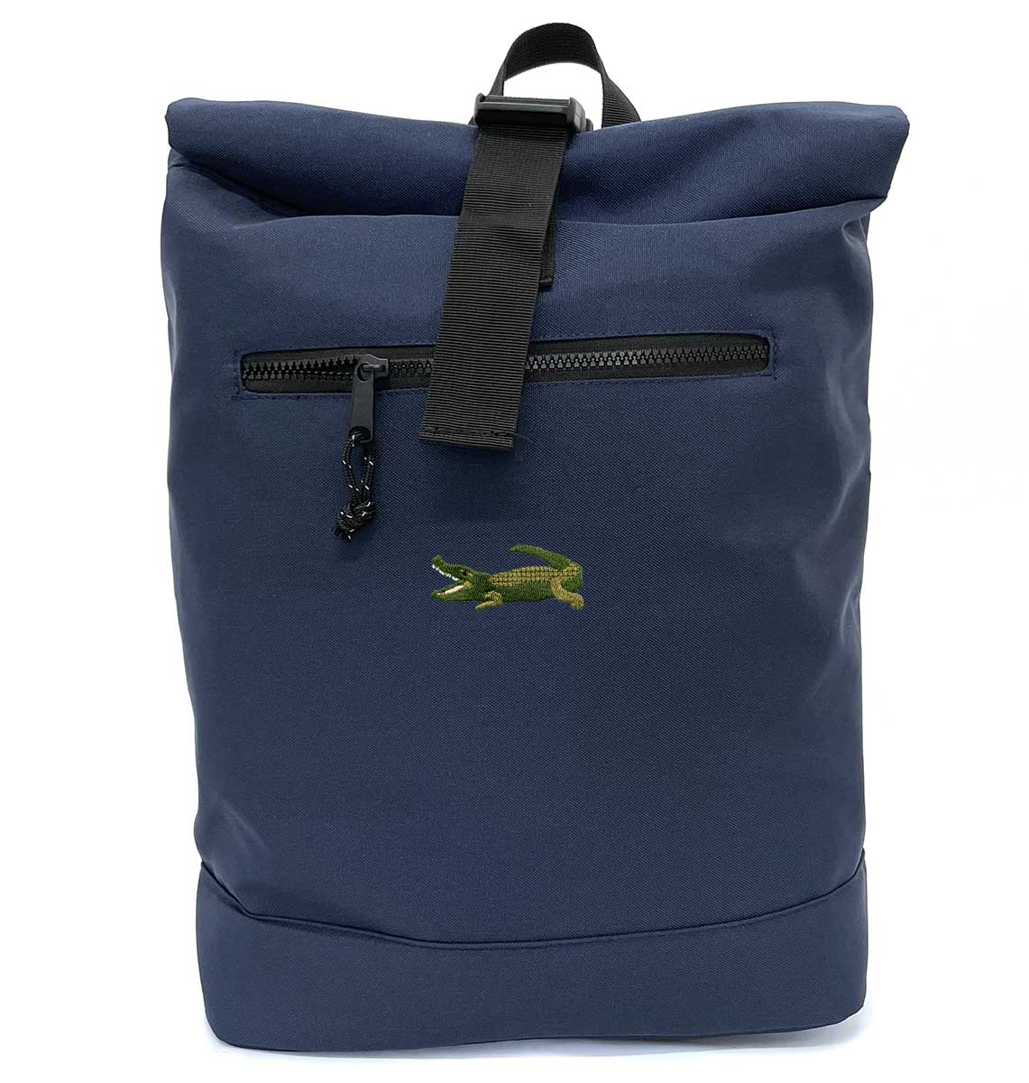 Crocodile Recycled Roll - top Backpack - Blue Panda