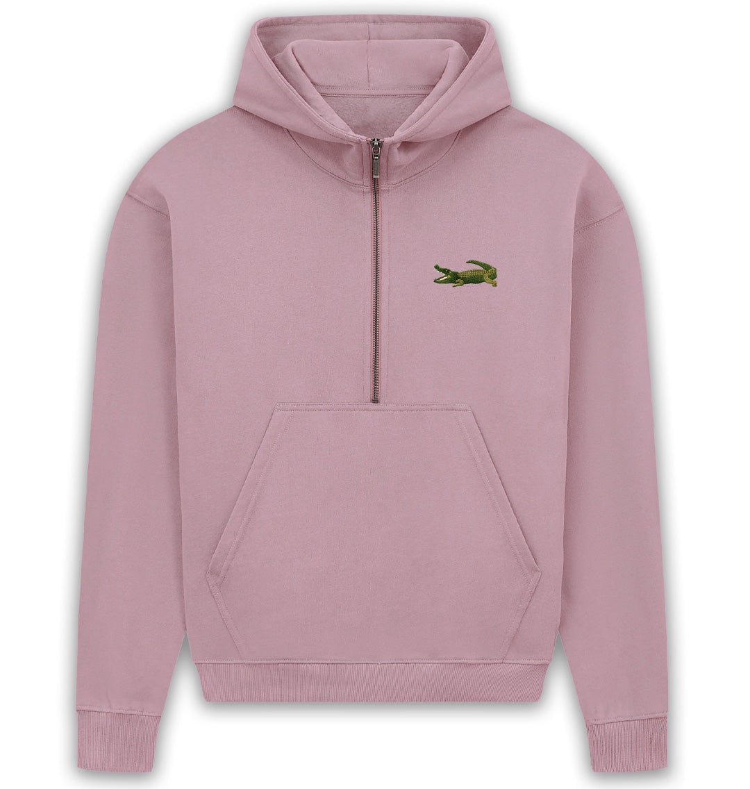 Crocodile Womens Half - Zip Hoodie - Blue Panda
