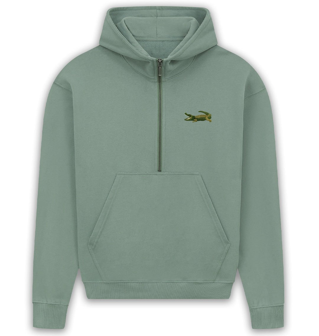 Crocodile Womens Half - Zip Hoodie - Blue Panda