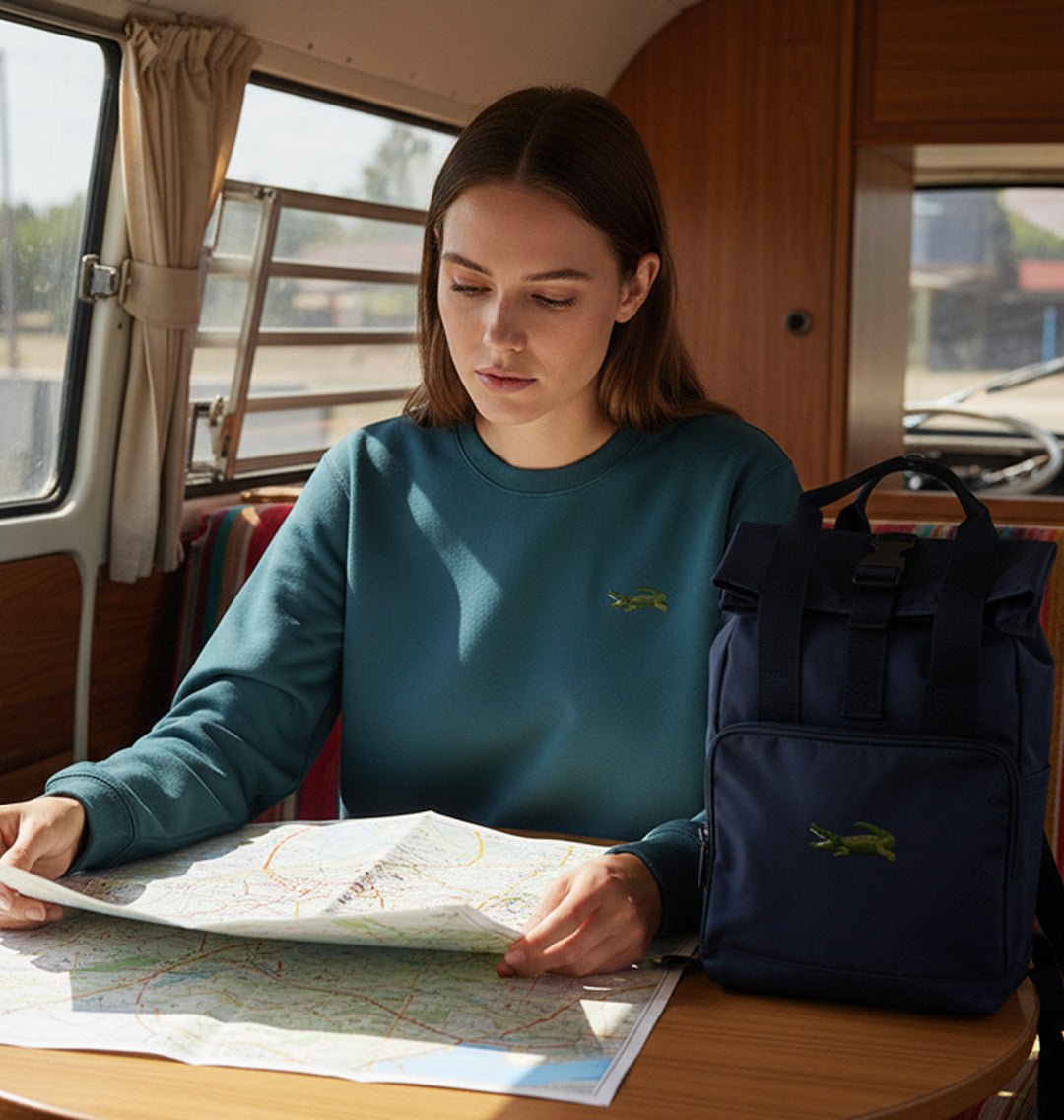 Crocodile Womens Sweatshirt - Unisex - Blue Panda