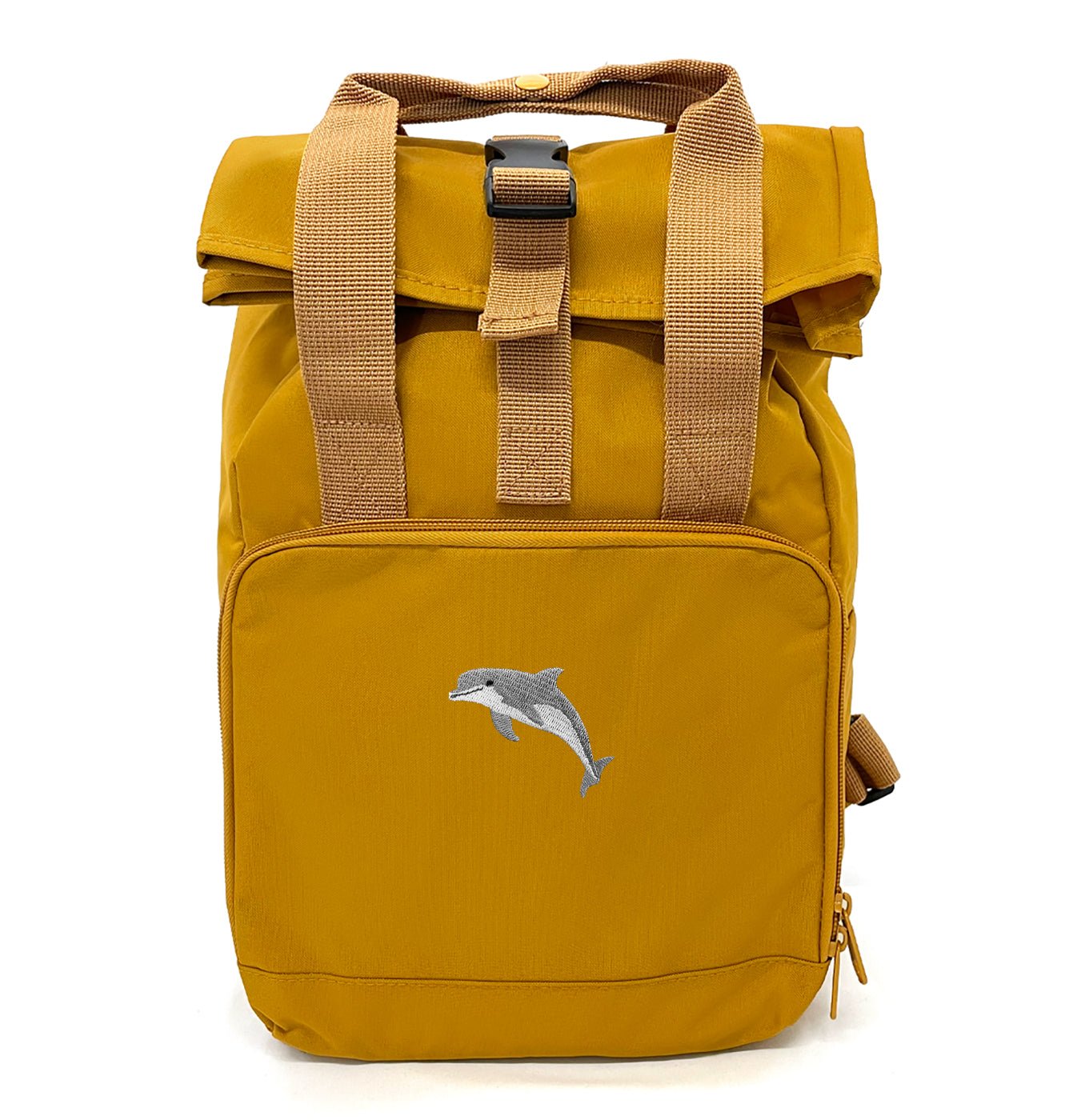 Dolphin Mini Roll - top Recycled Backpack - Blue Panda