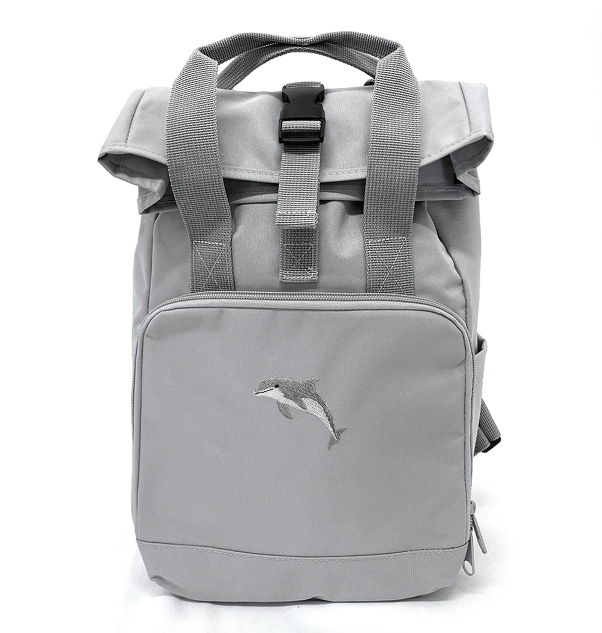 Dolphin Mini Roll - top Recycled Backpack - Blue Panda