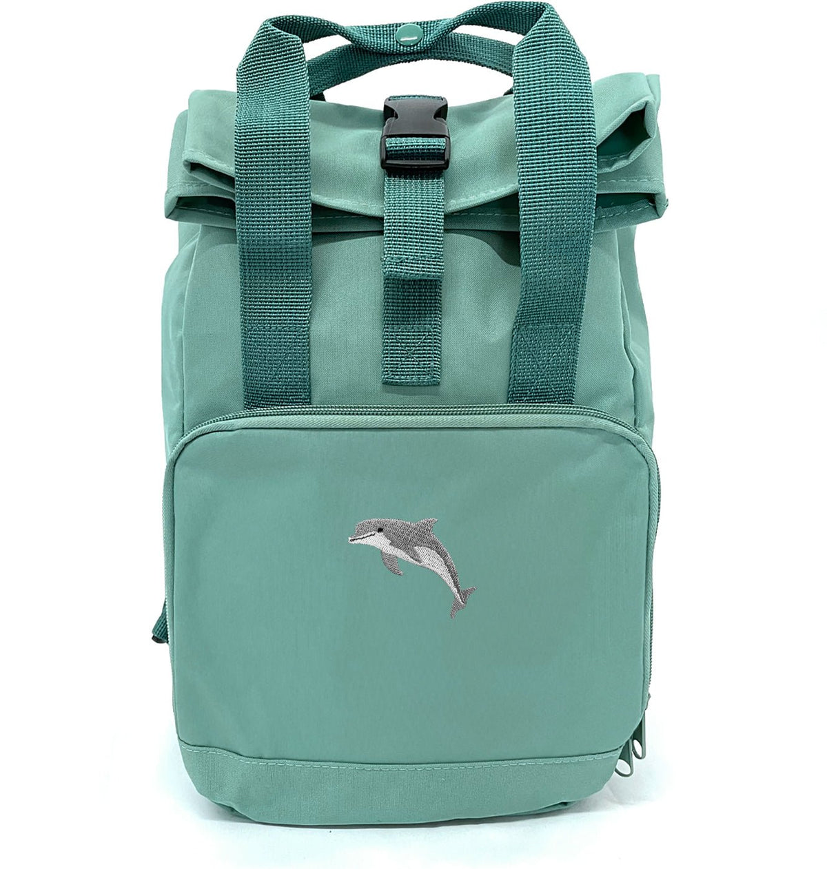 Dolphin Mini Roll - top Recycled Backpack - Blue Panda