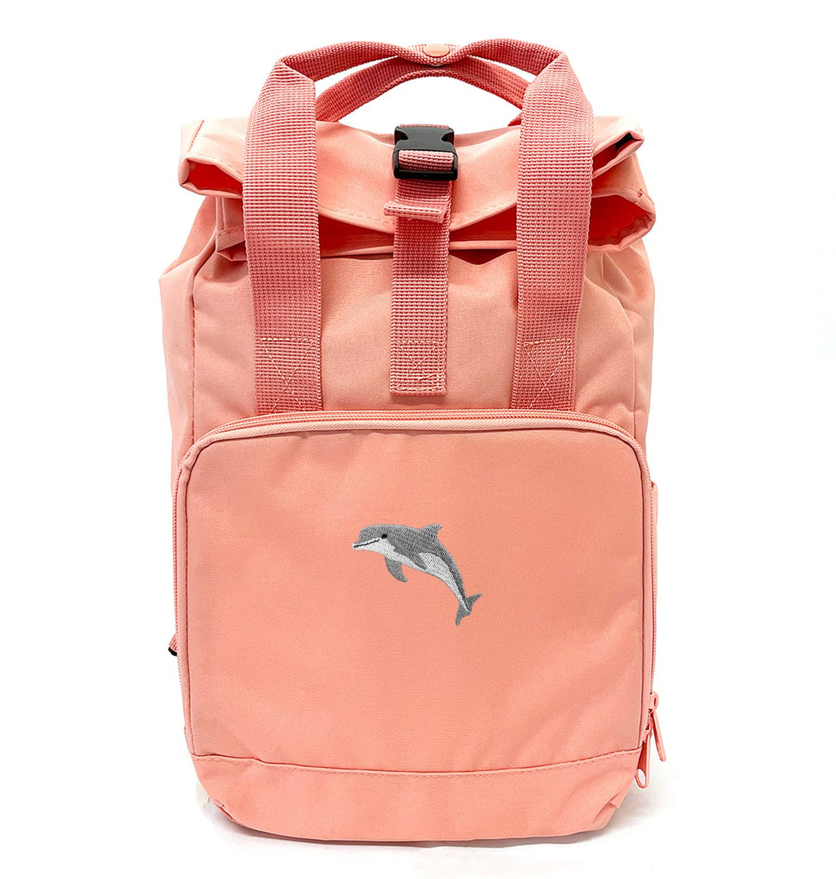 Dolphin Mini Roll - top Recycled Backpack - Blue Panda