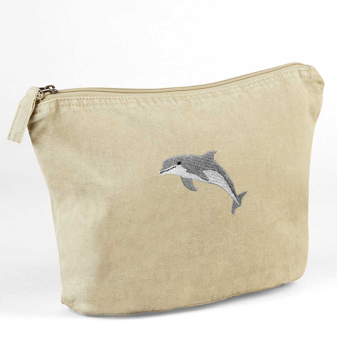 Dolphin Recycled Cotton Accessory Pouch - Blue Panda