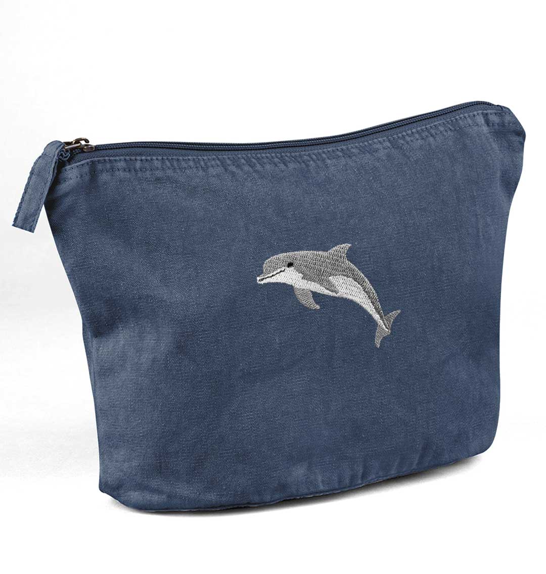 Dolphin Recycled Cotton Accessory Pouch - Blue Panda