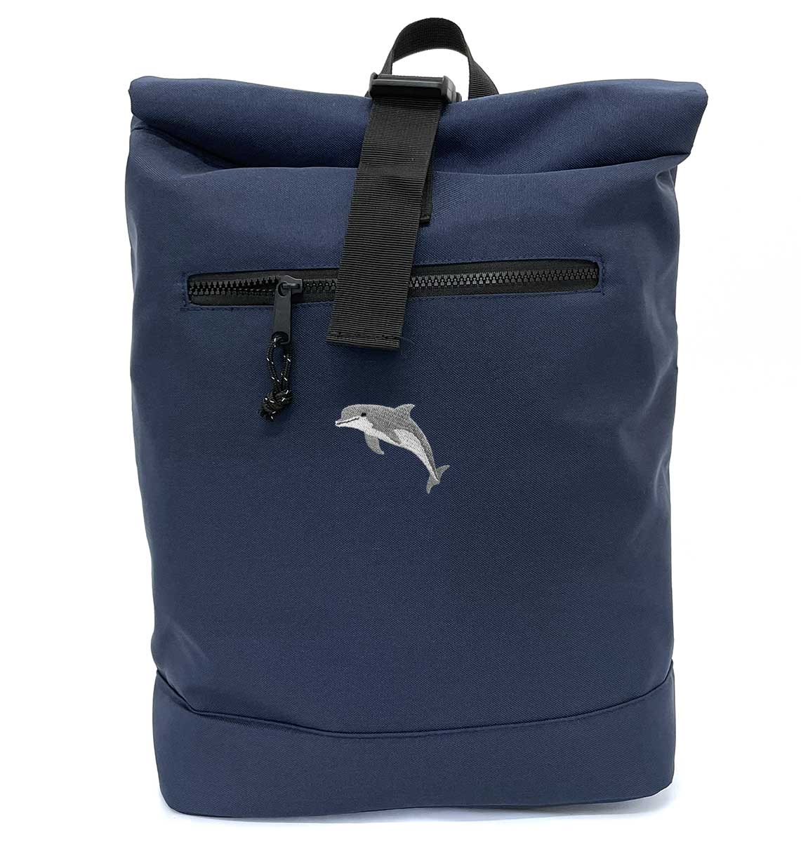 Dolphin Recycled Roll - top Backpack - Blue Panda