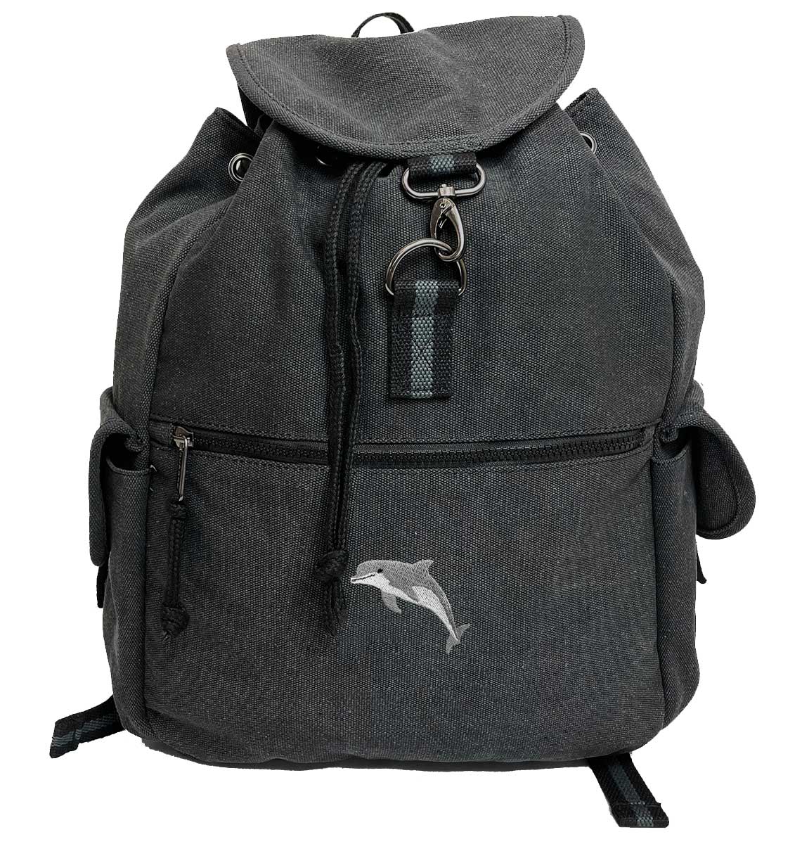 Dolphin Vintage Canvas Backpack - Blue Panda