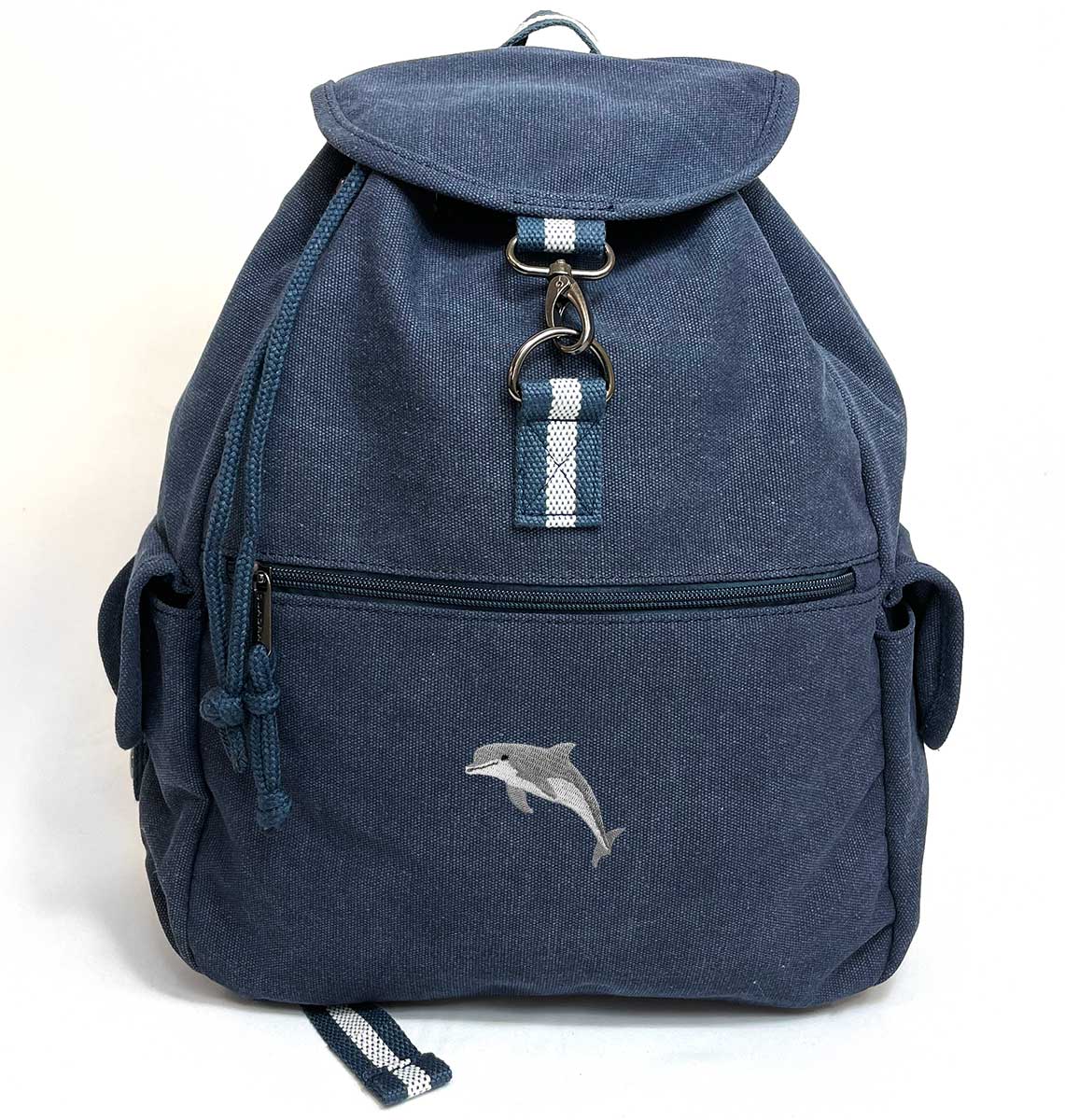 Dolphin Vintage Canvas Backpack - Blue Panda