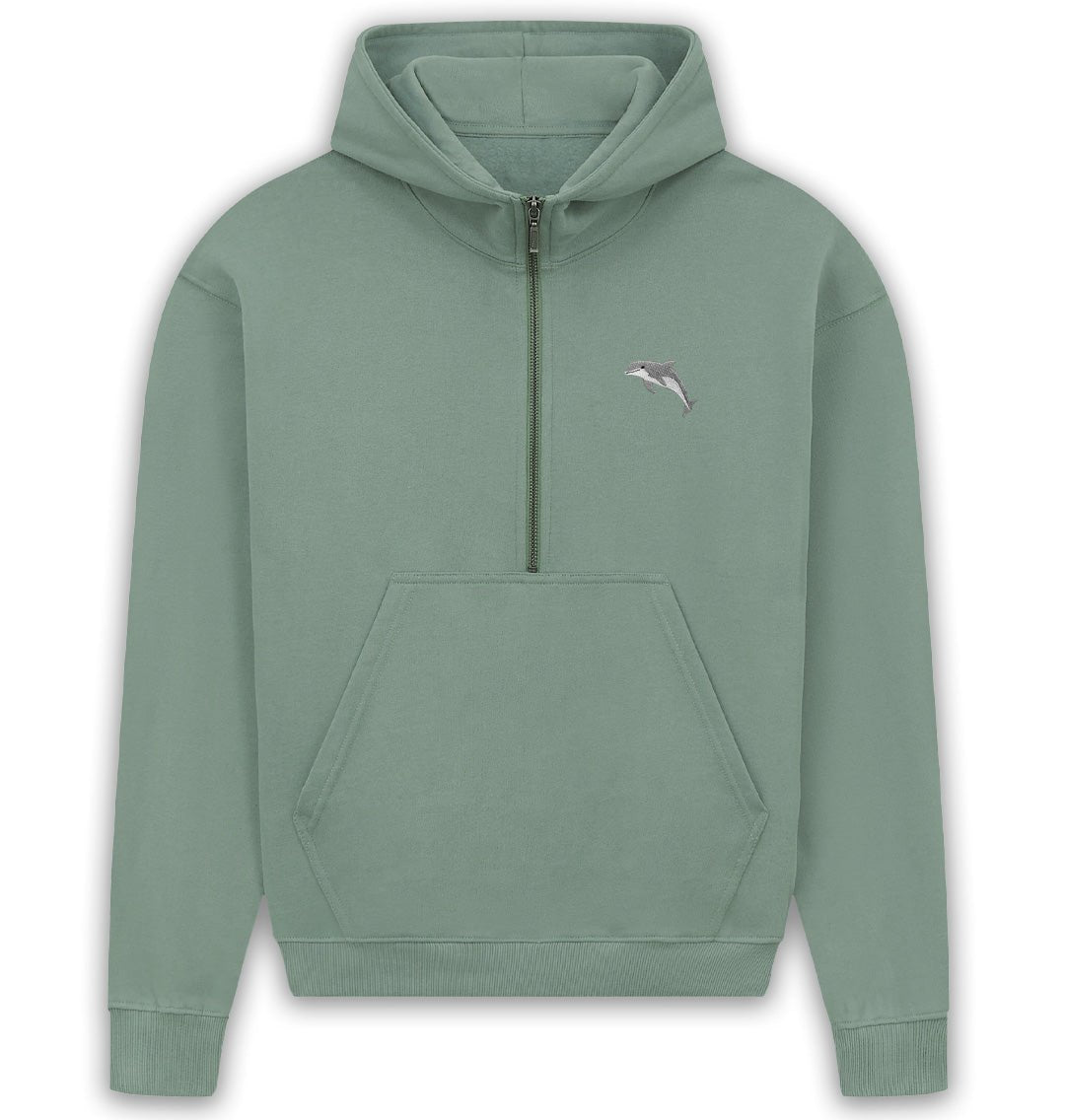 Dolphin Womens Half - Zip Hoodie - Blue Panda