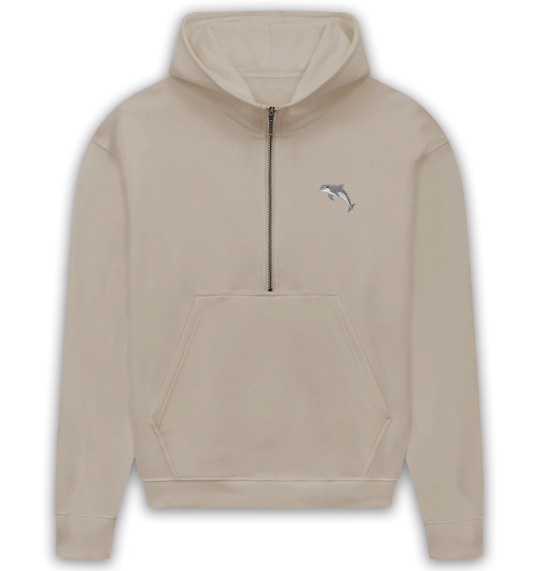 Dolphin Womens Half - Zip Hoodie - Blue Panda