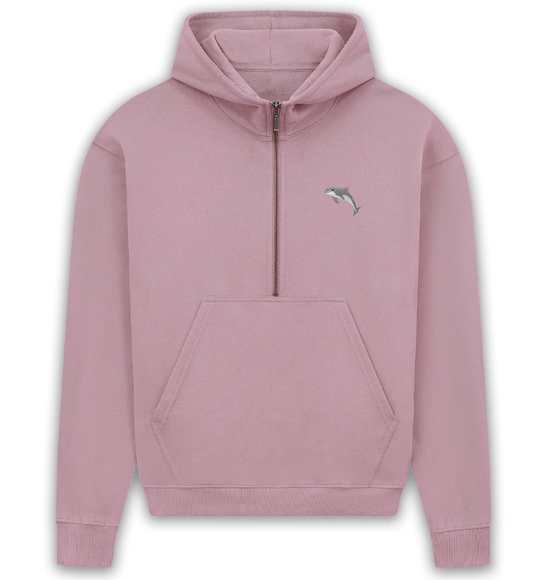 Dolphin Womens Half - Zip Hoodie - Blue Panda