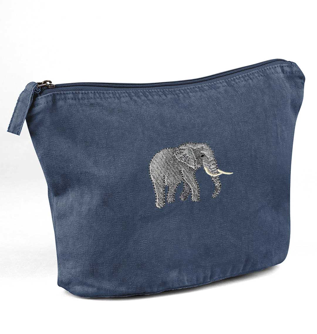 Elephant Recycled Cotton Accessory Pouch - Blue Panda