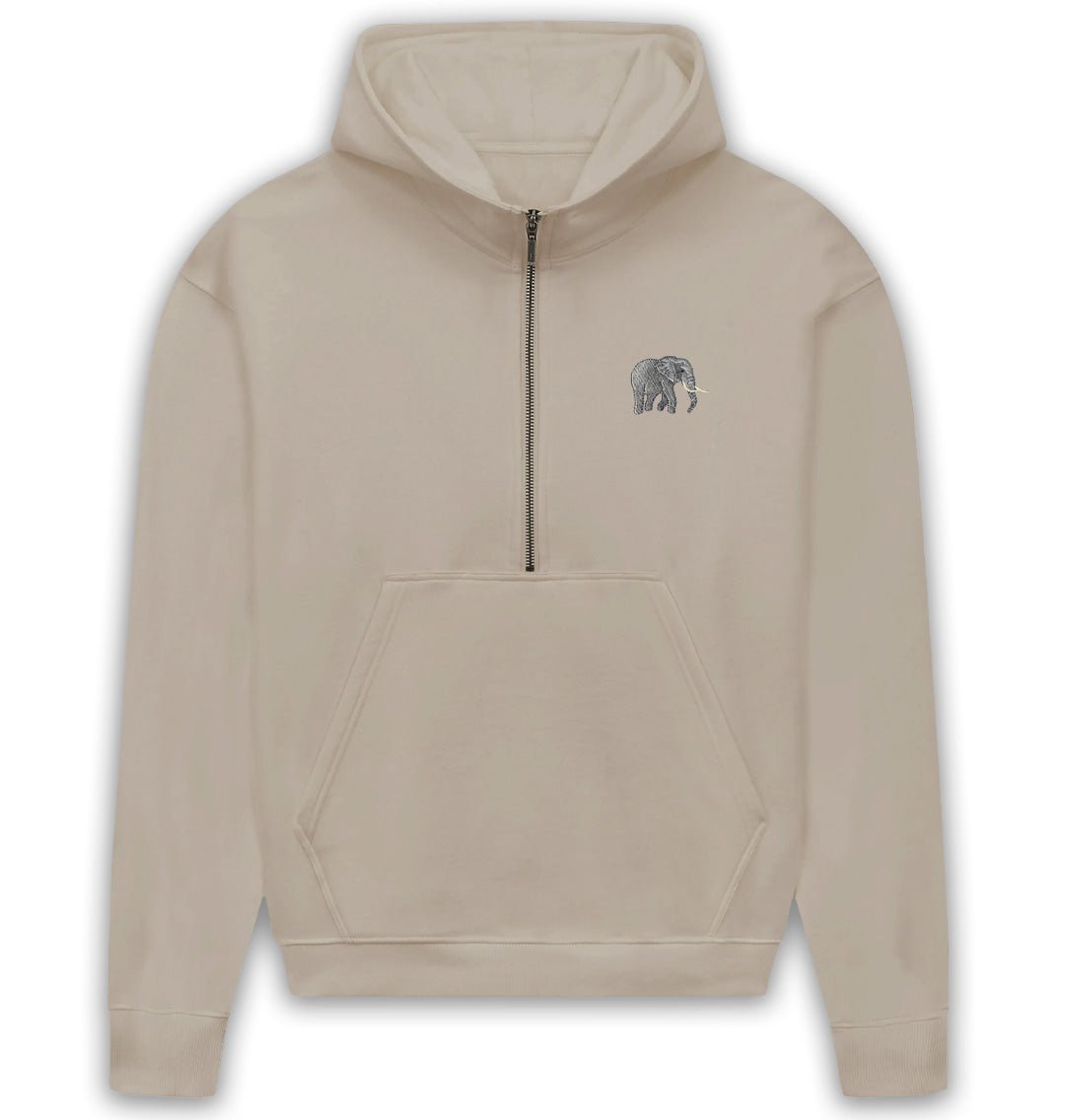 Elephant Womens Half - Zip Hoodie - Blue Panda