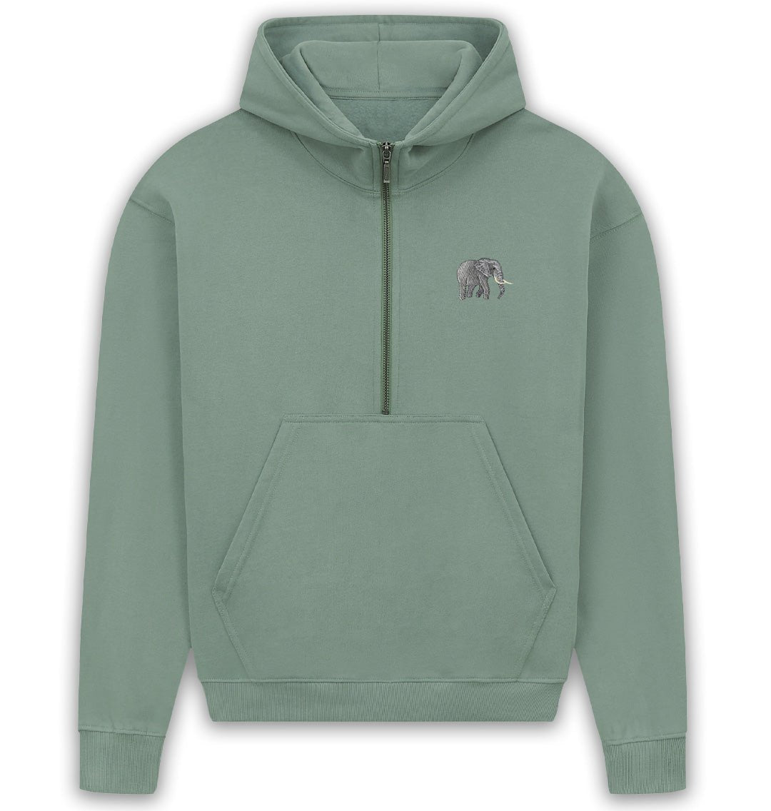 Elephant Womens Half - Zip Hoodie - Blue Panda