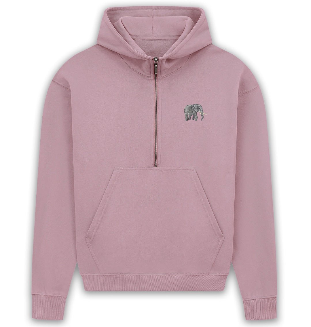 Elephant Womens Half - Zip Hoodie - Blue Panda