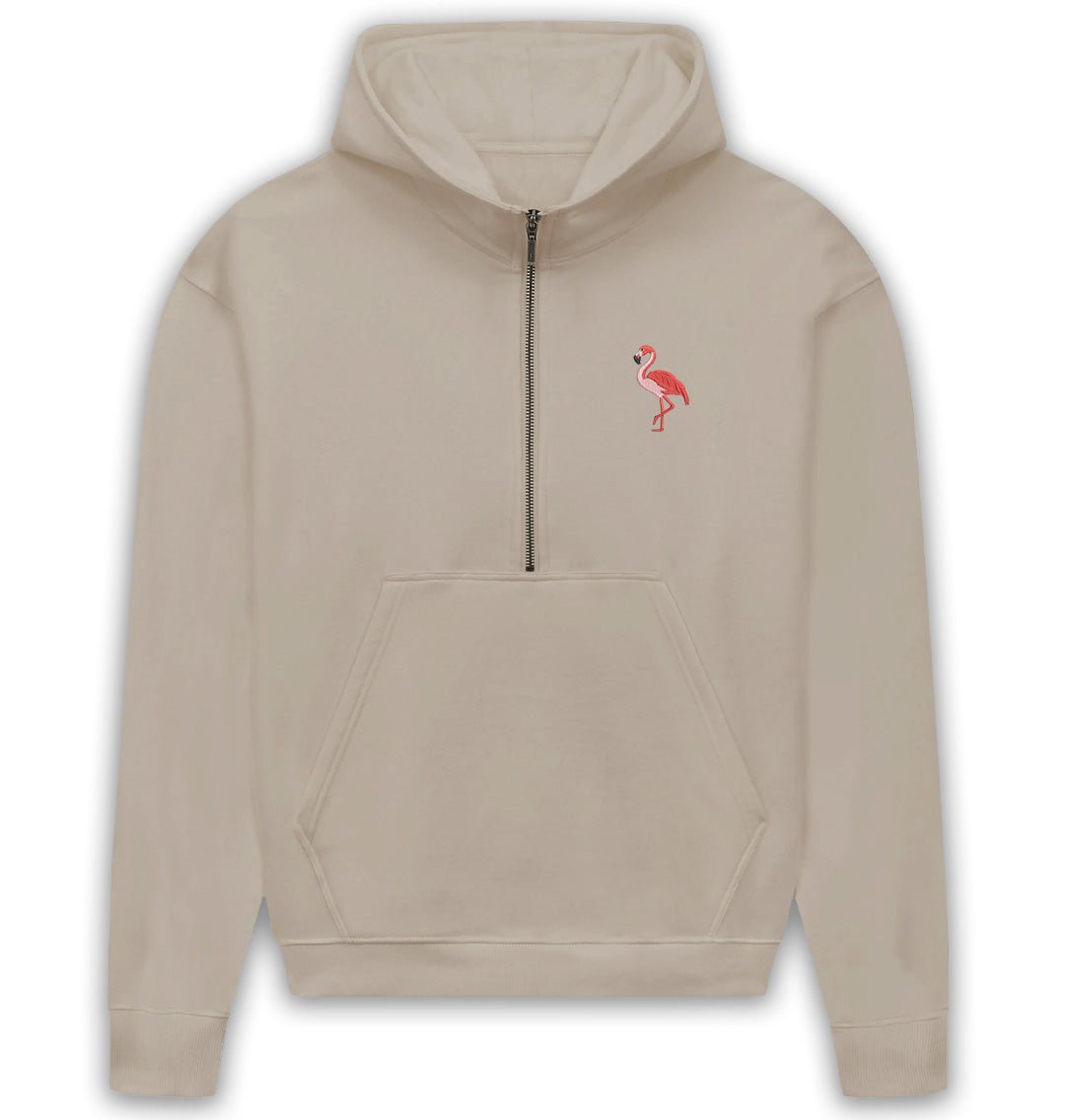 Flamingo Womens Half - Zip Hoodie - Blue Panda