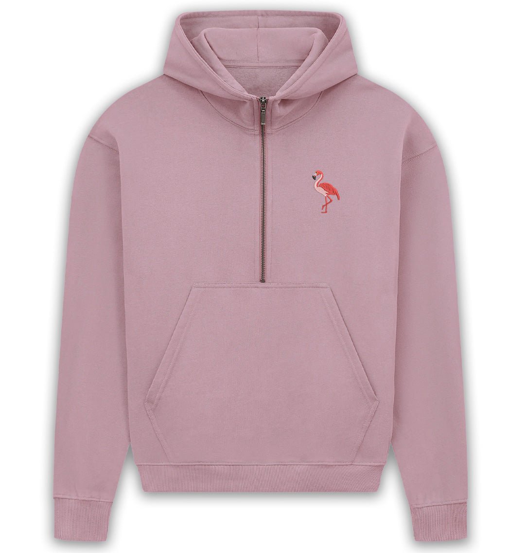 Flamingo Womens Half - Zip Hoodie - Blue Panda