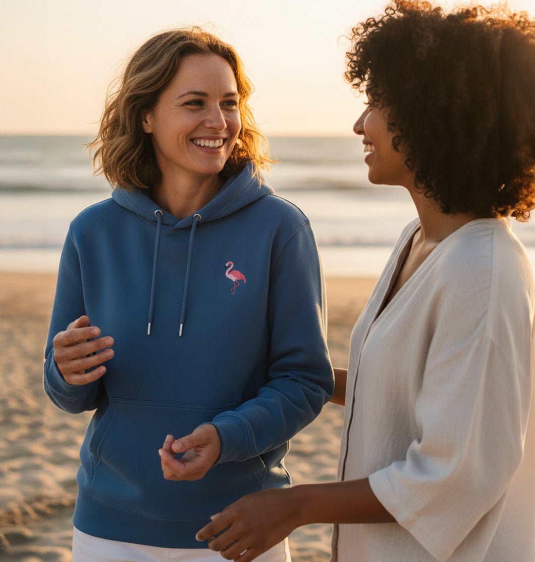 Flamingo Womens Hoodie - Unisex - Blue Panda