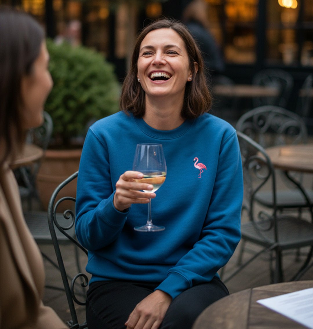 Flamingo Womens Sweatshirt - Unisex - Blue Panda