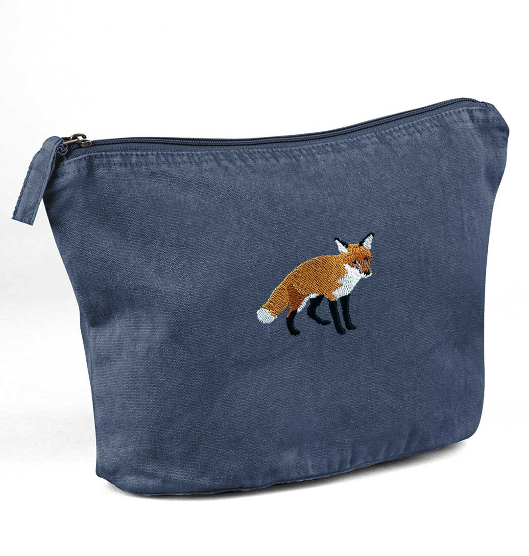 Fox Recycled Cotton Accessory Pouch - Blue Panda