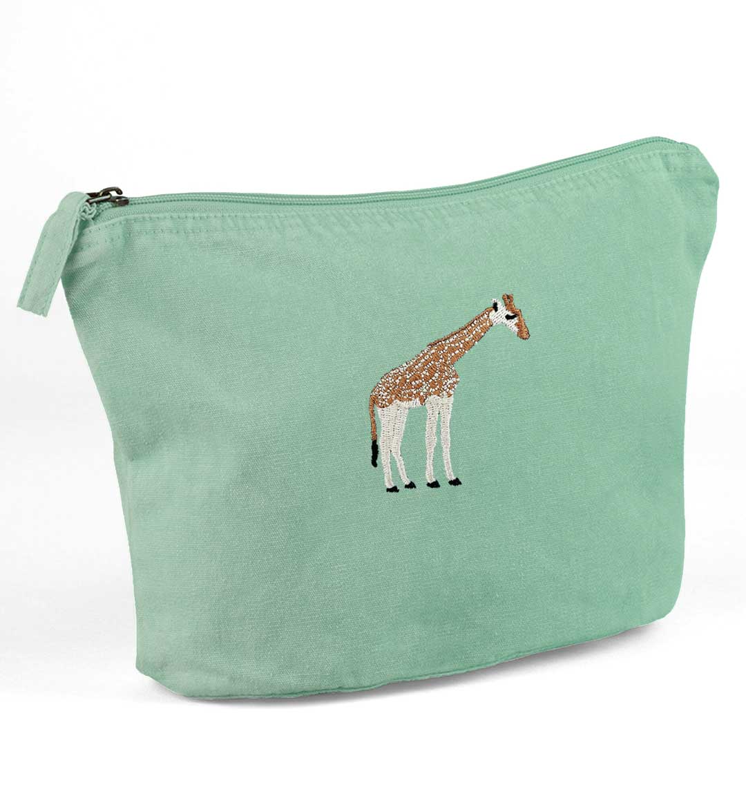 Giraffe Recycled Cotton Accessory Pouch - Blue Panda