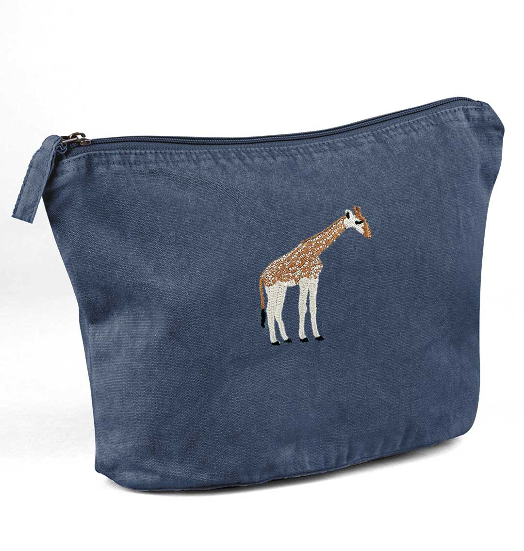 Giraffe Recycled Cotton Accessory Pouch - Blue Panda