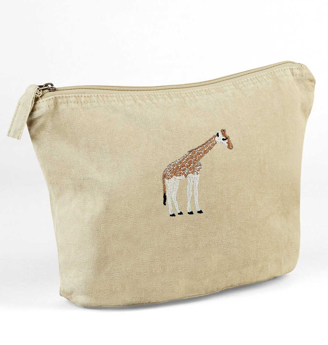 Giraffe Recycled Cotton Accessory Pouch - Blue Panda