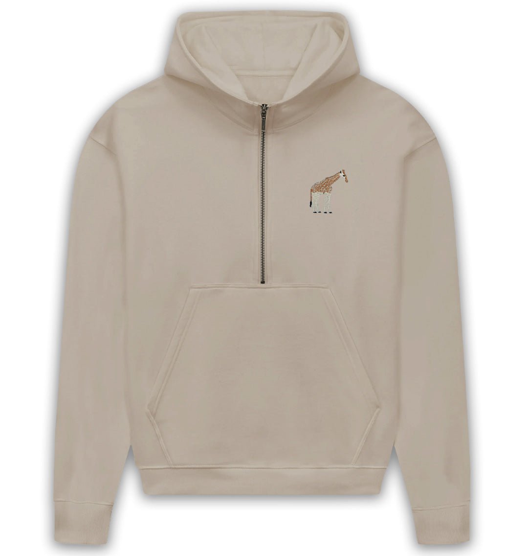 Giraffe Womens Half - Zip Hoodie - Blue Panda