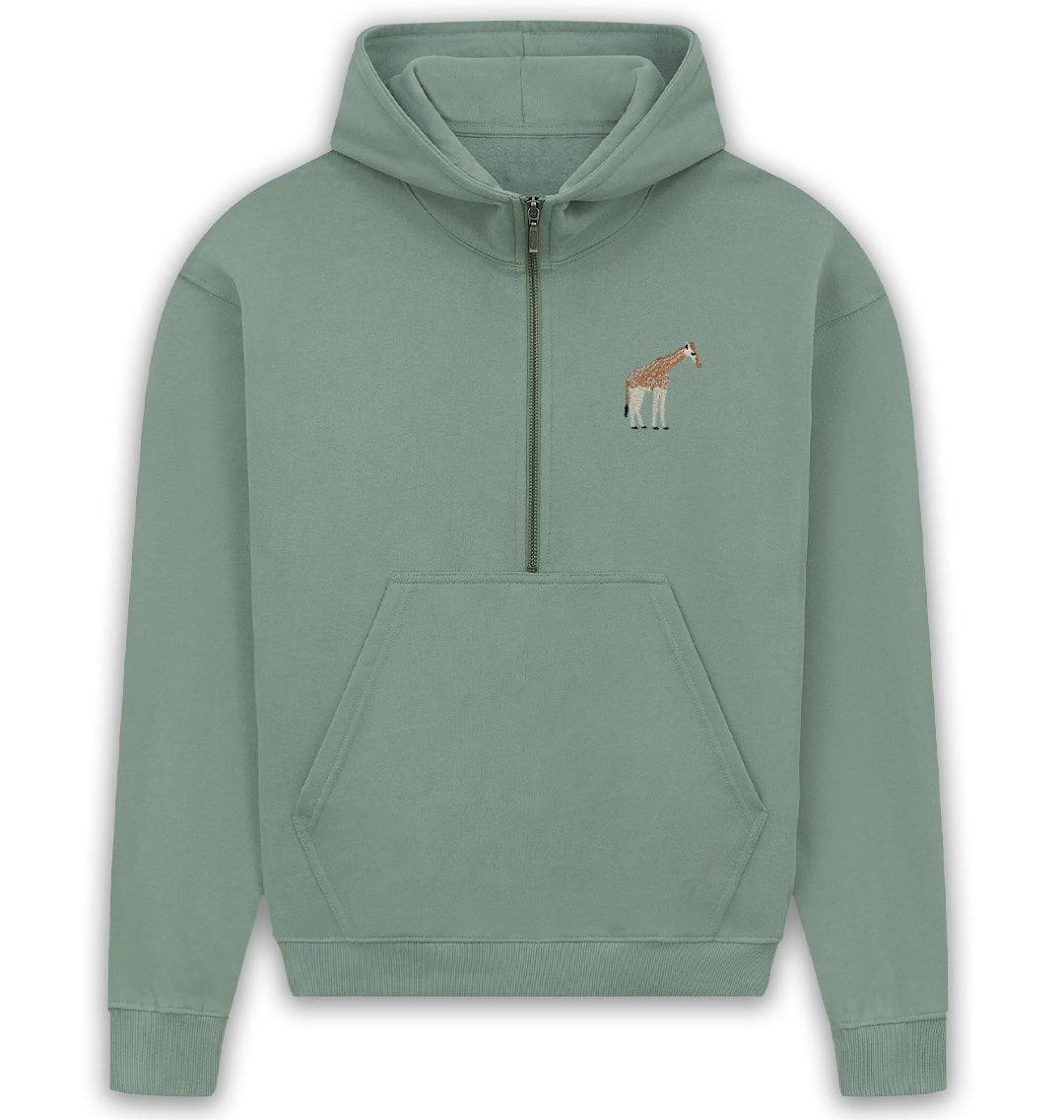 Giraffe Womens Half - Zip Hoodie - Blue Panda