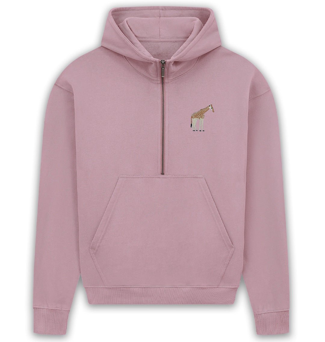Giraffe Womens Half - Zip Hoodie - Blue Panda