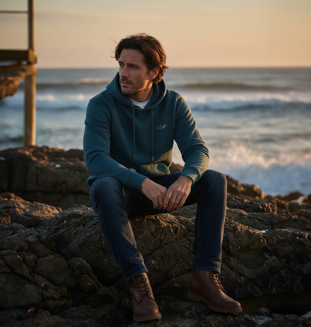 Great White Shark Mens Hoodie - Blue Panda