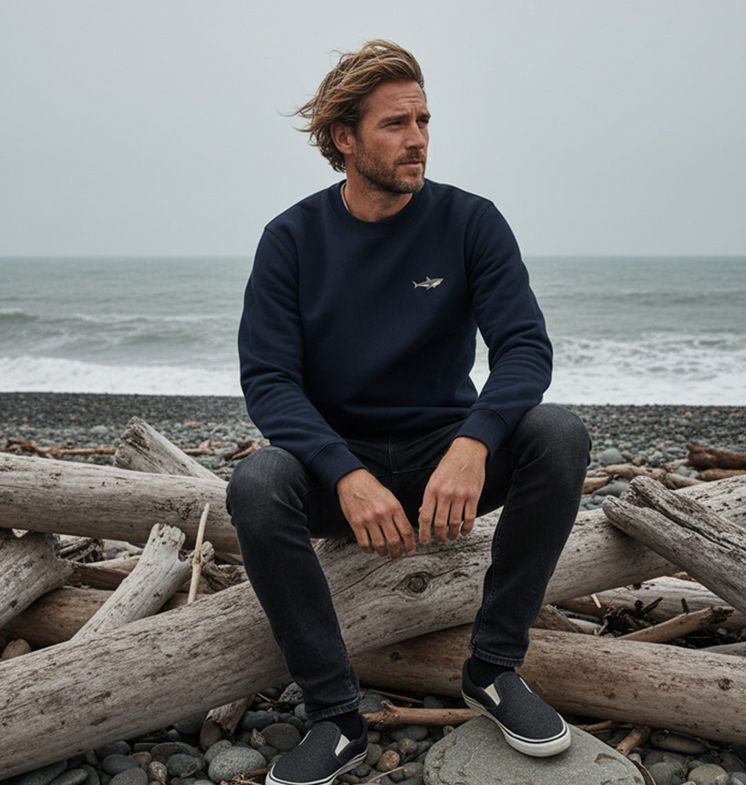 Great White Shark Mens Sweatshirt - Blue Panda