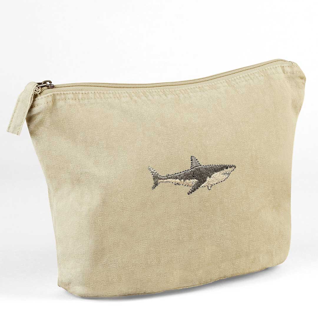 Great White Shark Recycled Cotton Accessory Pouch - Blue Panda