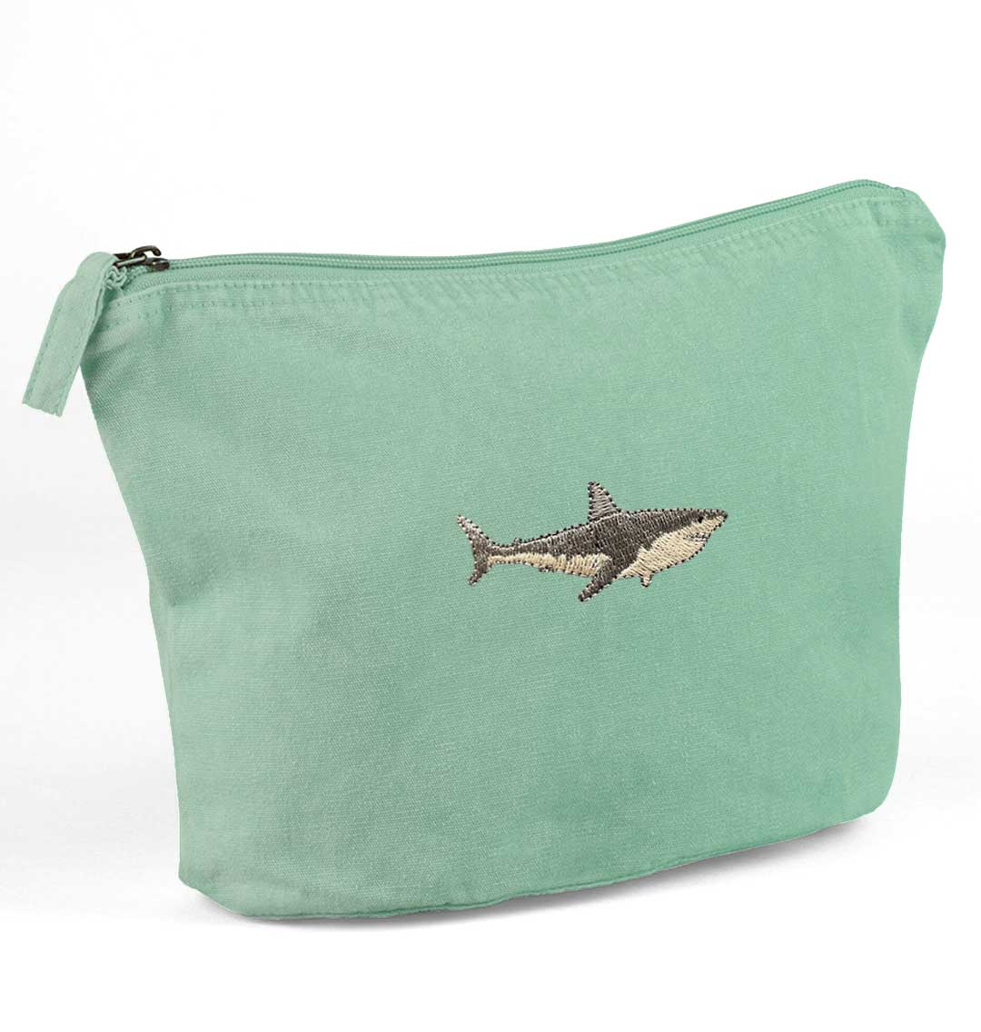 Great White Shark Recycled Cotton Accessory Pouch - Blue Panda