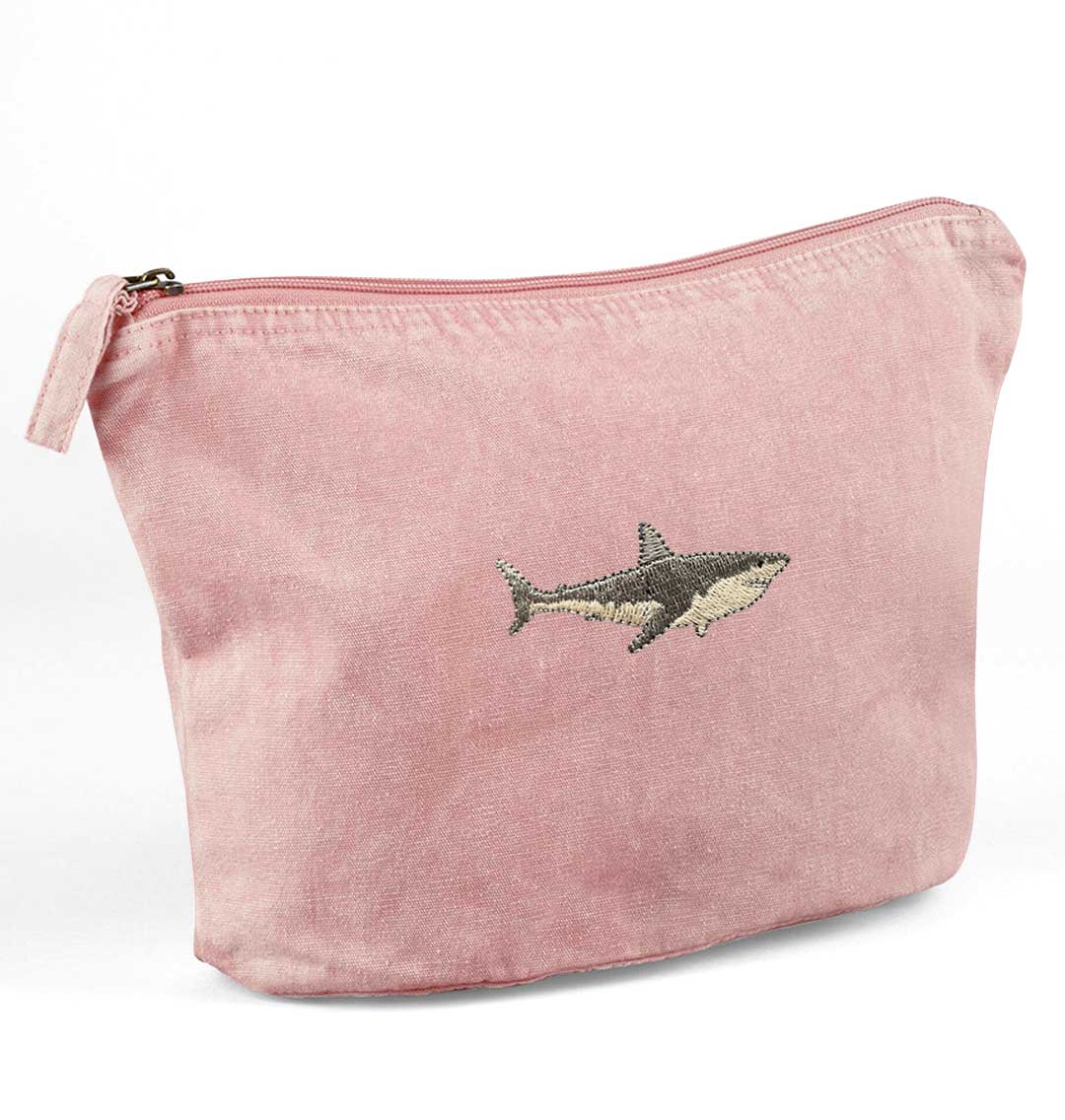 Great White Shark Recycled Cotton Accessory Pouch - Blue Panda