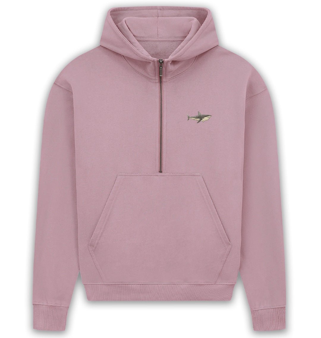 Great White Shark Womens Half - Zip Hoodie - Blue Panda