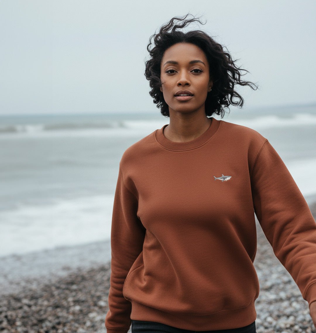 Great White Shark Womens Sweatshirt - Unisex - Blue Panda