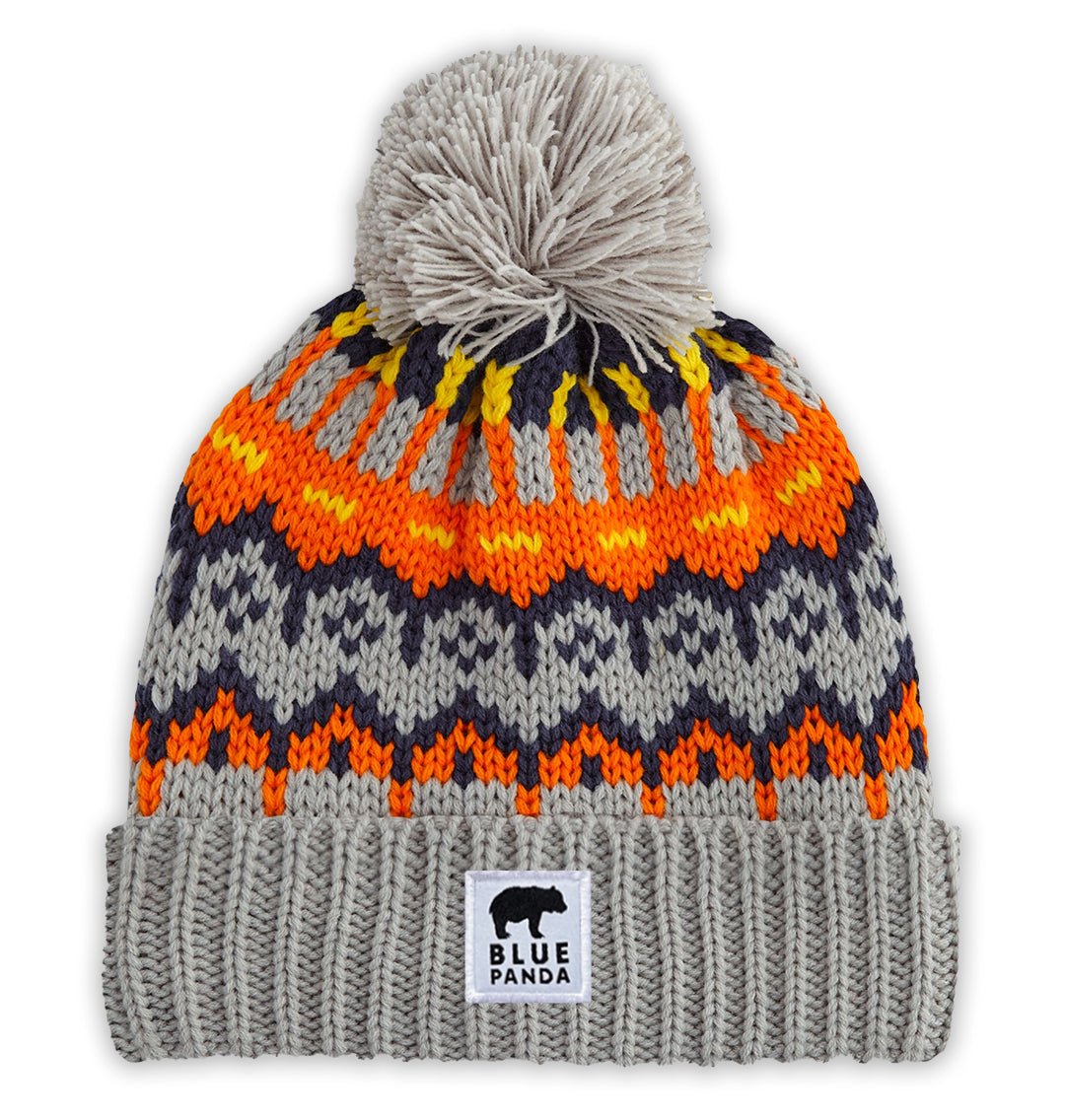 Grey/Orange Alpine Bobble Hat - Blue Panda