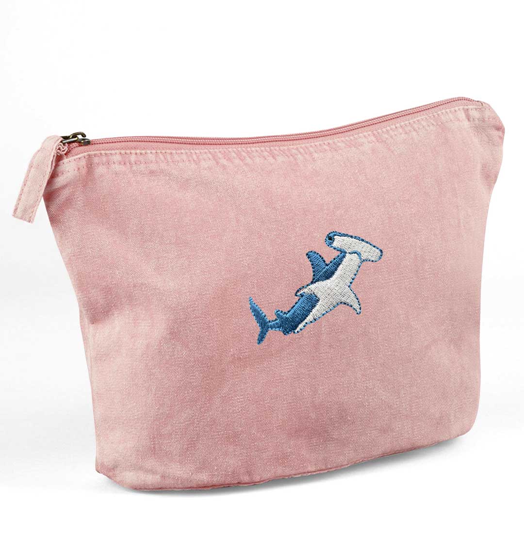Hammerhead Shark Recycled Cotton Accessory Pouch - Blue Panda