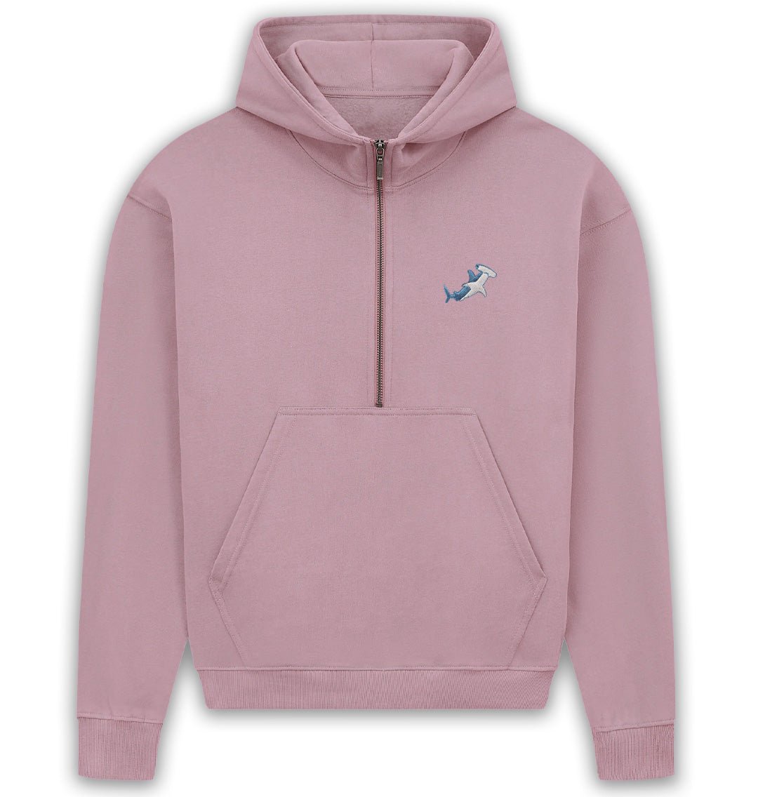Hammerhead Shark Womens half - Zip Hoodie - Blue Panda