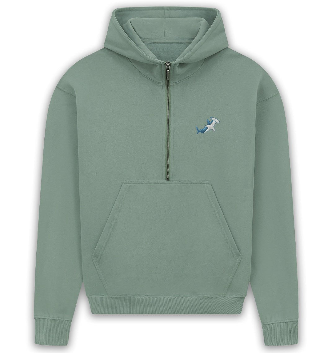 Hammerhead Shark Womens half - Zip Hoodie - Blue Panda