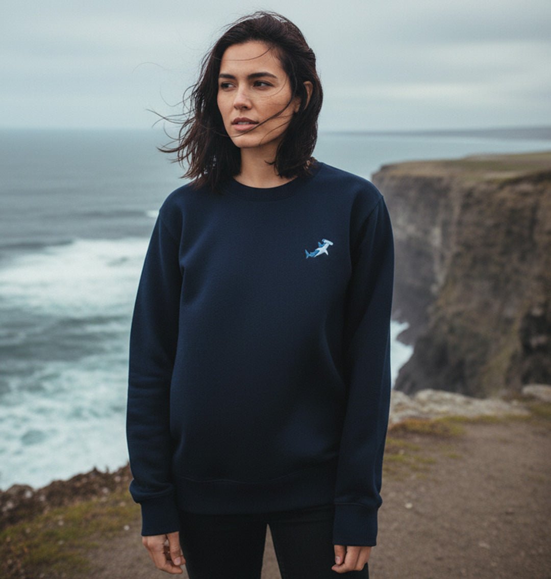 Hammerhead Shark Womens Sweatshirt - Unisex - Blue Panda