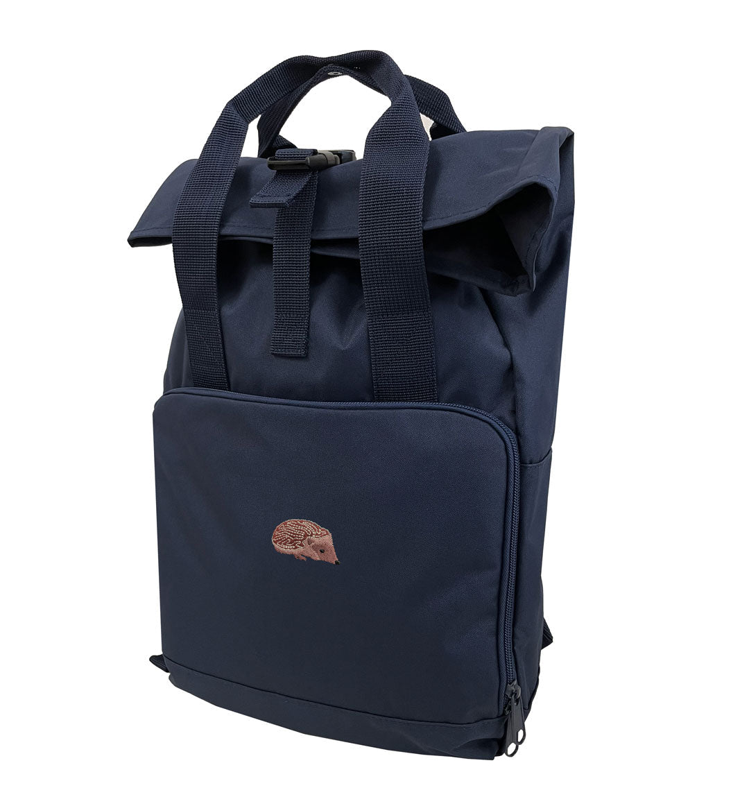 Hedgehog Everyday Roll-top Recycled Backpack - Blue Panda