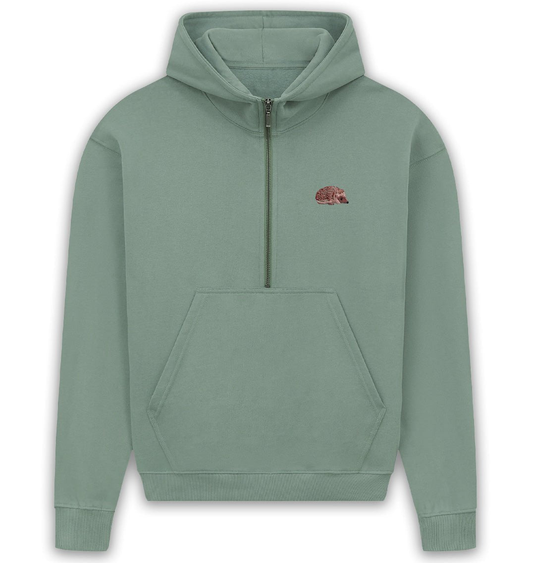 Hedgehog Womens Half - Zip Hoodie - Blue Panda
