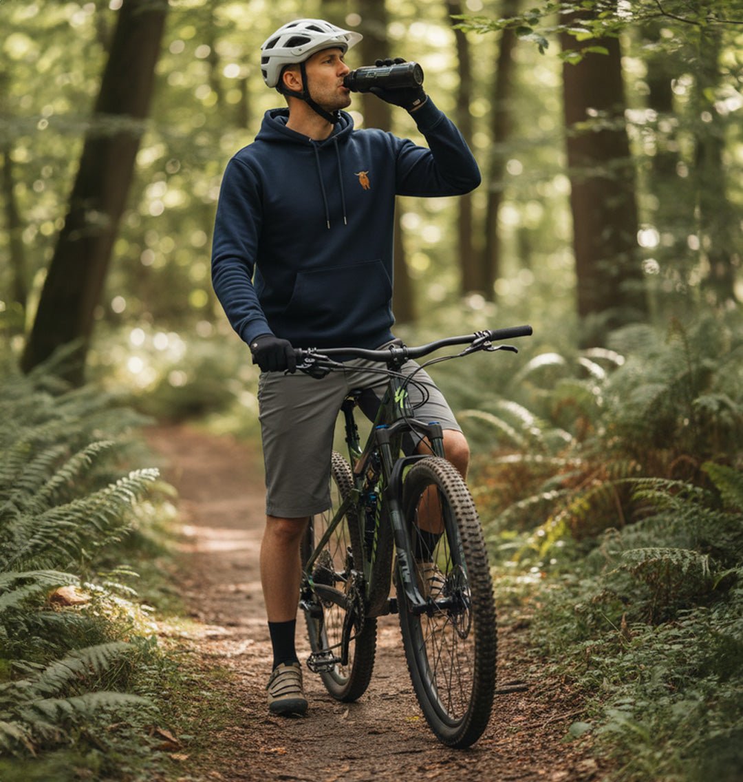 Highland Cow Mens Hoodie - Blue Panda