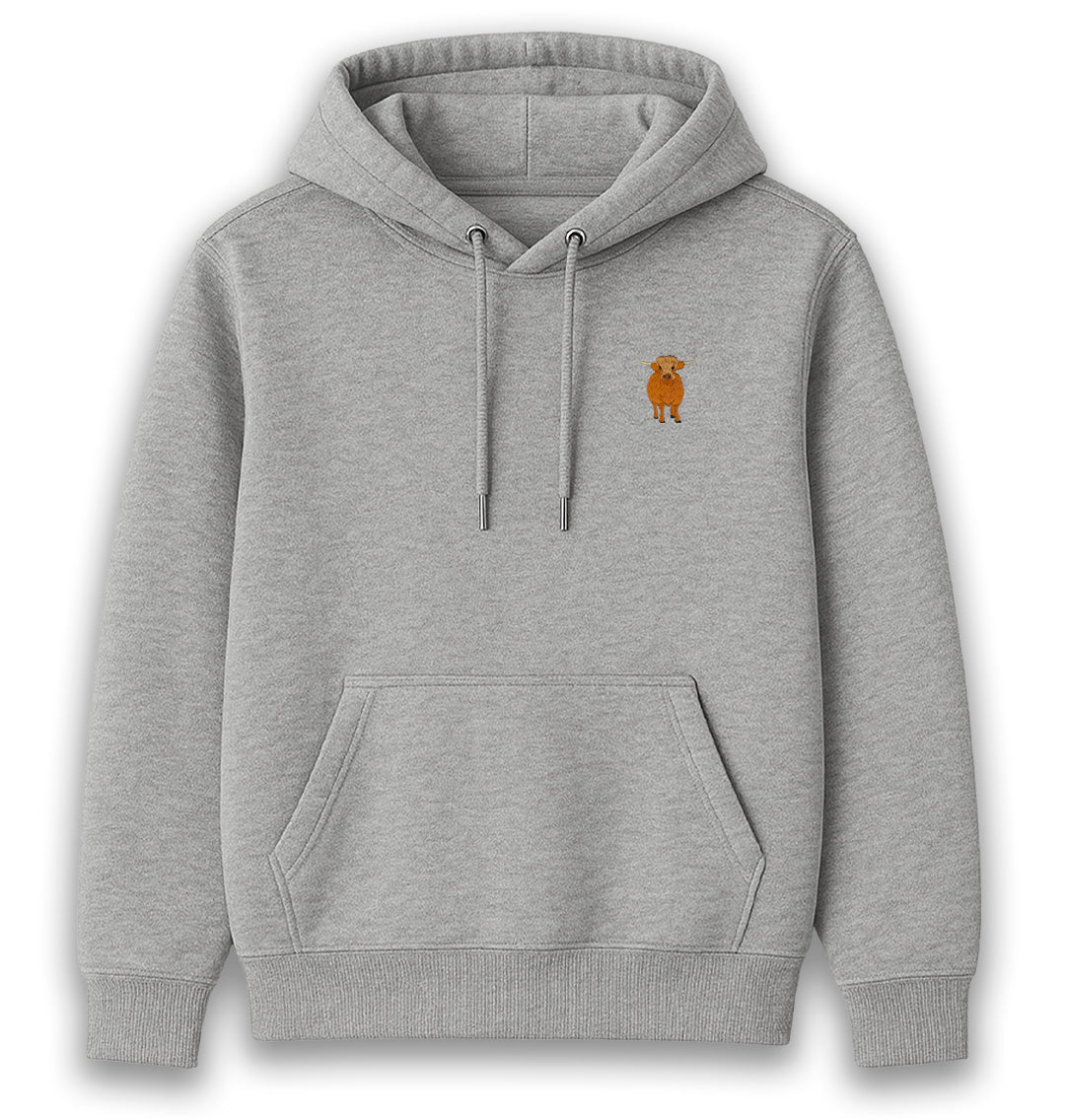 Highland Cow Womens Hoodie - Unisex - Blue Panda