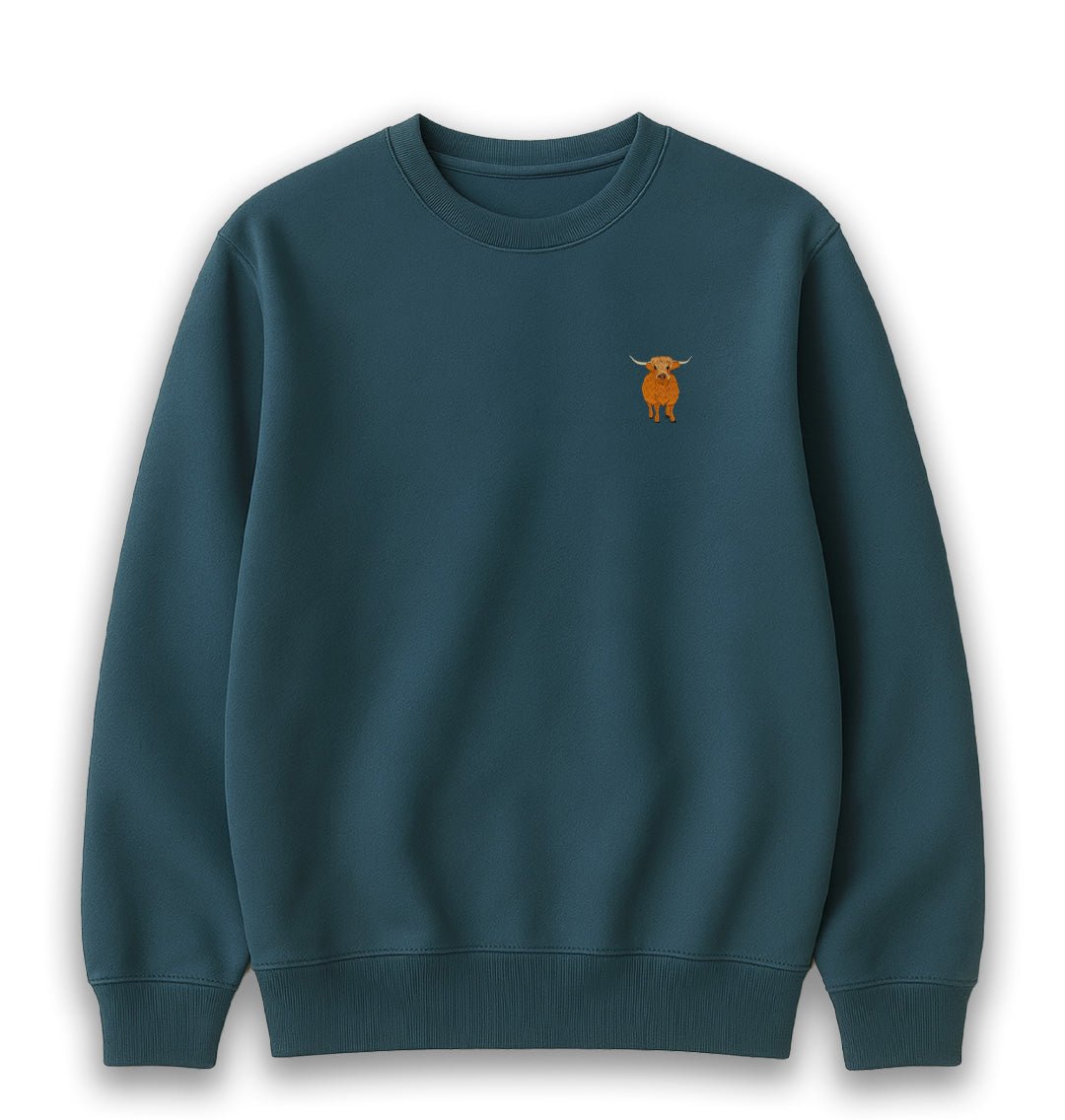 Highland Cow Womens Sweatshirt - Unisex - Blue Panda
