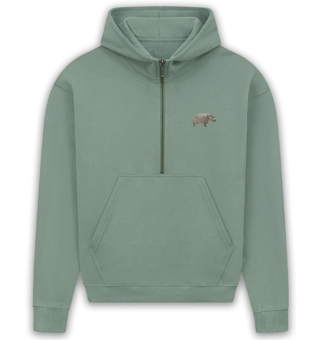 Hippo Womens Half - Zip Hoodie - Blue Panda