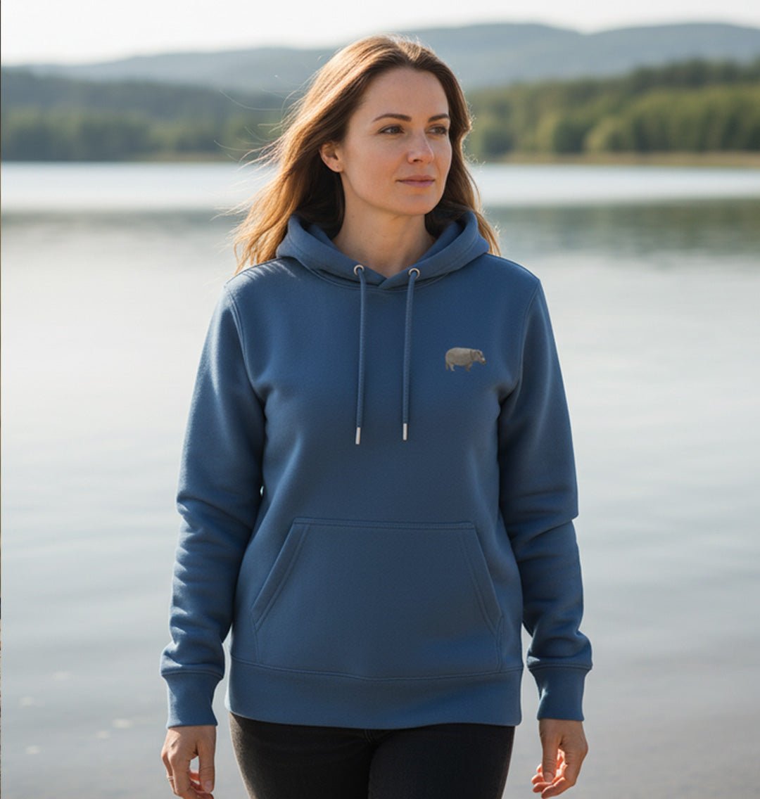 Hippo Womens Hoodie - Unisex - Blue Panda